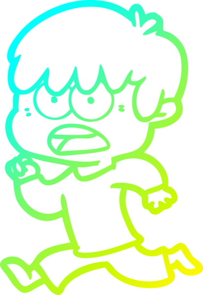 Bir insan tarafından çizilmiş endişeli çizgi film çocuğunun soğuk gradyan çizgisi.