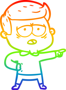 Gökkuşağı gradyan çizgi çizimi bir insan tarafından çizilmiş yorgun bir adam