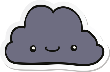 Bir insan tarafından çizilmiş şirin bir karikatür bulutunun çıkartması.