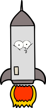 bir insan tarafından çizilmiş çizgi film roketi