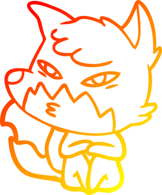 Bir insan tarafından çizilmiş akıllı bir tilkinin sıcak çizgi çizimi