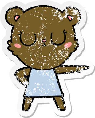 Bir insan tarafından çizilmiş barışçıl bir çizgi film ayısının sıkıntılı çıkartması.