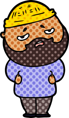 Bir insan tarafından çizilmiş sakallı endişeli bir adam.