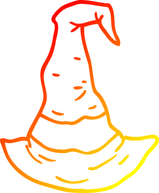 Bir insan tarafından çizilmiş bir cadı şapkasının sıcak çizgi çizimi.