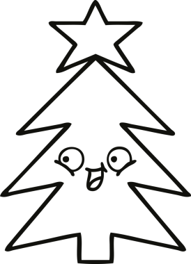 Bir insan tarafından çizilmiş bir noel ağacının çizgi çizimi