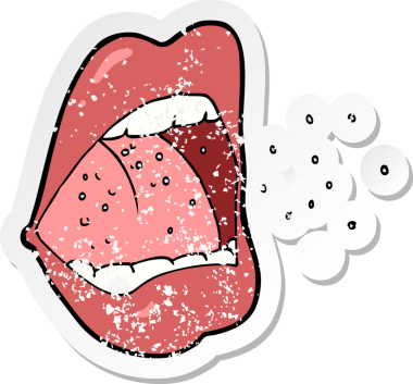 Bir insanın çizdiği hapşırık ağızlı karikatürün gerilimli yapıştırması.