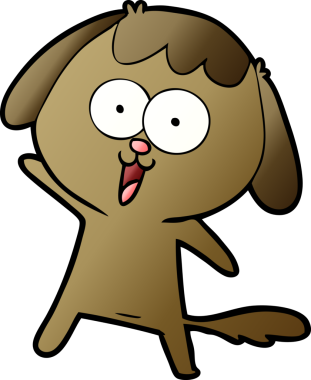 Bir insan tarafından çizilmiş şirin bir çizgi film köpeği.