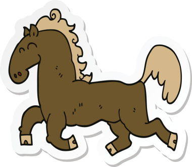 Bir insan tarafından çizilmiş çizgi film aygırının çıkartması.