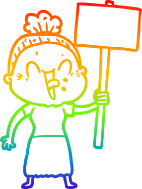 Gökkuşağı gradyan çizgi çizimi Bir insan tarafından çizilmiş mutlu yaşlı kadın