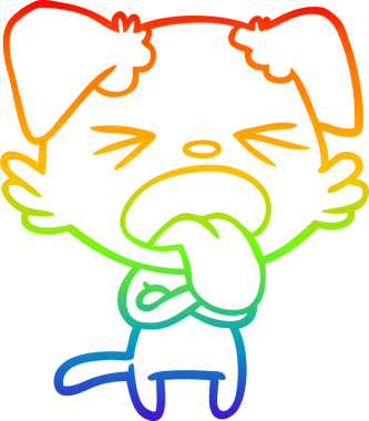 Gökkuşağı gradyan çizgi çizimi bir insan tarafından çizilmiş iğrenç bir köpek.