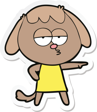 Bir insan tarafından çizilmiş sıkılan bir köpeğin çıkartması.