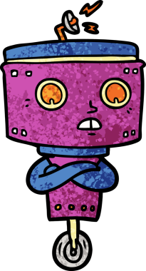 Bir insan tarafından çizilmiş çapraz kollu çizgi robot.