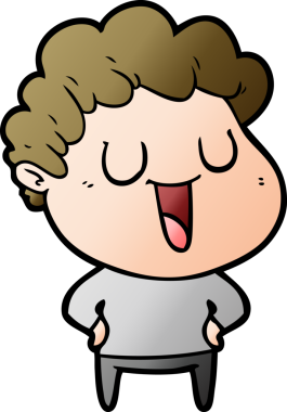 Bir insan tarafından çizilmiş gülen karikatür adam.