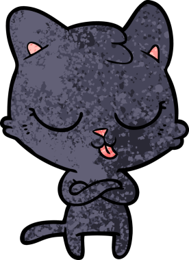 Bir insan tarafından çizilmiş çizgi film kedisi.