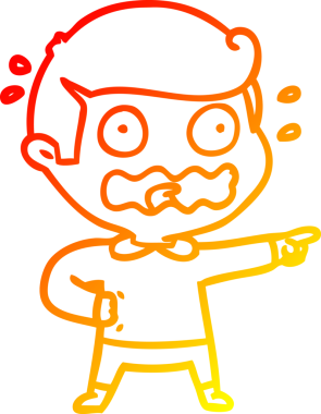 Bir çizgi filmin sıcak gradyan çizimi bir insan tarafından çizilmiş.