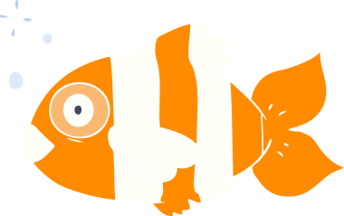 Bir insan tarafından çizilmiş düz renk çizgi film egzotik balığı.