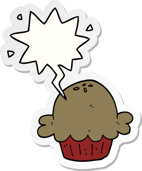 Bir insan tarafından çizilmiş baloncuk çıkartmalı çizgi film pastası.