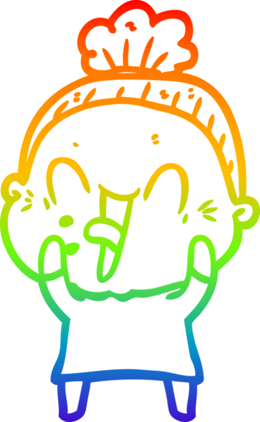 Gökkuşağı gradyan çizgi çizimi Bir insan tarafından çizilmiş mutlu yaşlı kadın