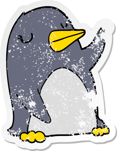 Bir insan tarafından çizilmiş karikatür pengueninin sıkıntılı çıkartması.