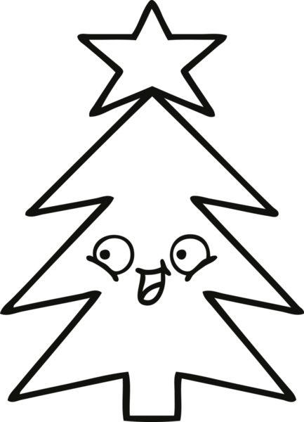 Bir insan tarafından çizilmiş bir noel ağacının çizgi çizimi