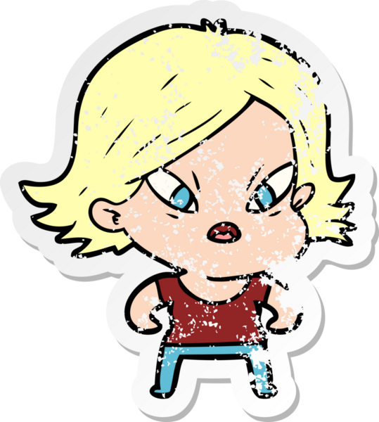 Bir insan tarafından çizilmiş stresli bir karikatür çıkartması.