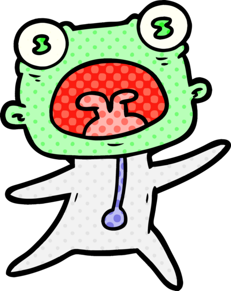 Bir insan tarafından çizilmiş garip bir uzaylı çizgi filmi.