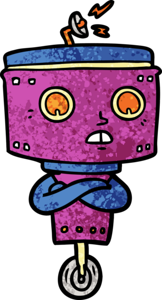 Bir insan tarafından çizilmiş çapraz kollu çizgi robot.