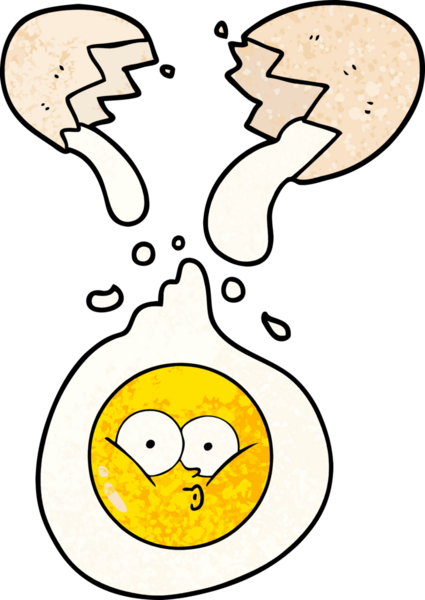 Bir insan tarafından çizilmiş kırık yumurta.