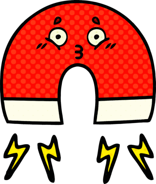 bir insan tarafından çizilmiş bir mıknatısın çizgi roman tarzı