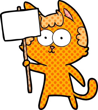 Bir insan tarafından çizilmiş mutlu çizgi film kedisi.