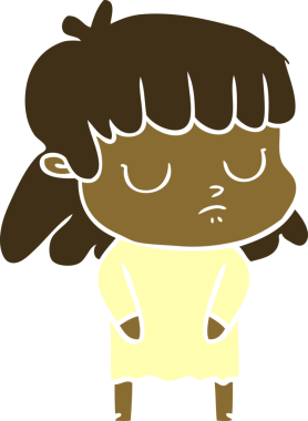 Bir insan tarafından çizilmiş düz renk çizgi film.