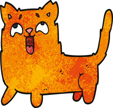 Bir insan tarafından çizilmiş komik bir kedi.