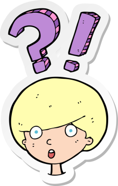 Çizgi film çıkartması bir insan tarafından çizilmiş ürkmüş bir çocuk.