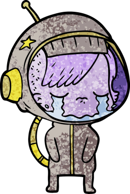 Bir insan tarafından çizilmiş ağlayan astronot kız.