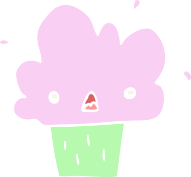 Bir insan tarafından çizilmiş düz renkli çizgi film keki.