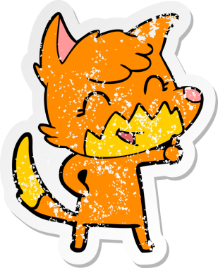 Bir insan tarafından çizilmiş mutlu bir tilkinin sıkıntılı çıkartması.