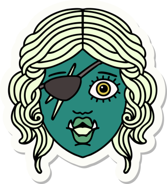 Bir insan tarafından çizilmiş bir Ork haydut karakterinin çıkartması