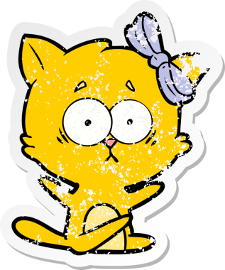 Bir insan tarafından çizilmiş karikatür bir kedinin sıkıntılı çıkartması.