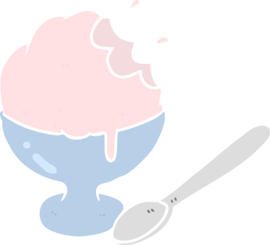 Bir insan tarafından çizilmiş düz renkli çizgi film dondurma tatlısı.