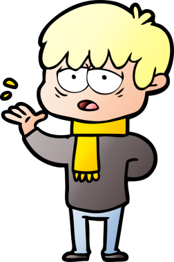 Bir insan tarafından çizilmiş bitkin çocuk çizgi filmi.