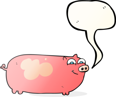 Bir insan tarafından çizilmiş serbest konuşma balonu çizgi film domuzu.