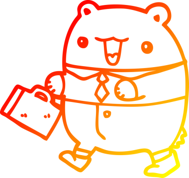 Bir insan tarafından çizilmiş sevimli bir iş ayısının sıcak çizgi çizimi