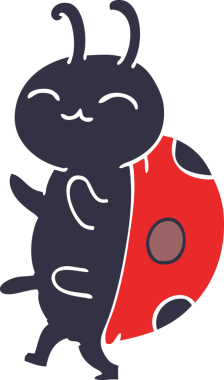 Bir insan tarafından çizilmiş sevimli karikatür uğur böceği.