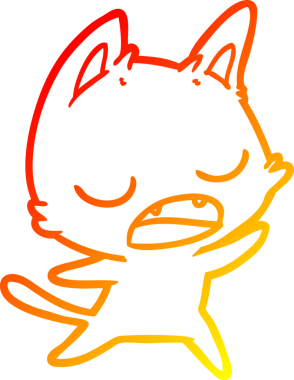 Bir insan tarafından çizilen konuşan kedi çizgi filminin sıcak gradyan çizimi