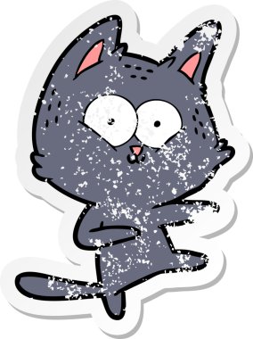 Bir insan tarafından çizilmiş çizgi film kedisinin sıkıntılı çıkartması.