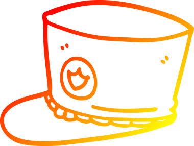 Bir insan tarafından çizilmiş çizgi film şeridi şapkasının sıcak gradyanı.