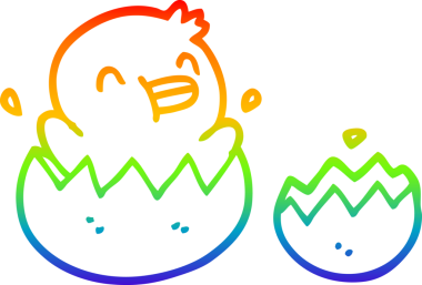 Gökkuşağı gradyanı çizimi. Bir insan tarafından çizilmiş şirin bir karikatür yavrusu.