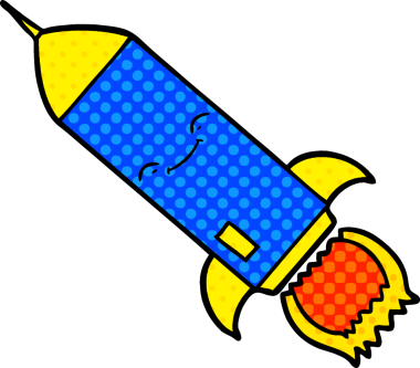 bir insan tarafından çizilmiş çizgi film roketi