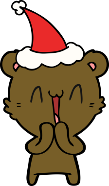 Mutlu ayı eli çizgisi bir insan tarafından çizilmiş Noel Baba şapkası