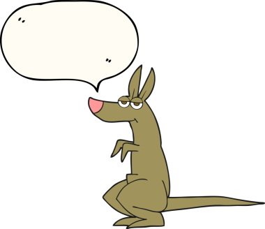 Bir insan tarafından çizilmiş serbest konuşma balonu çizgi filmi kangurusu.